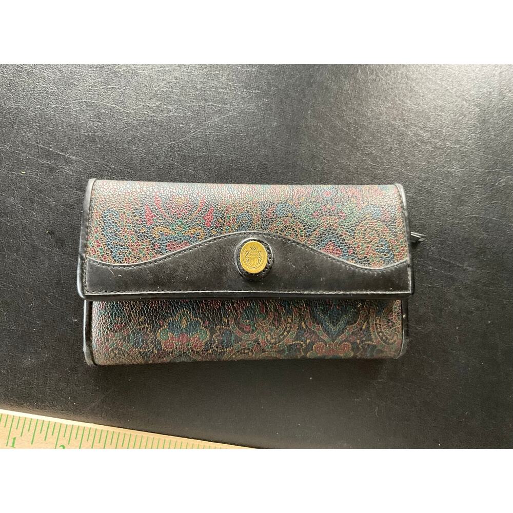 Vintage Liz Claiborne Paisley Wallet Checkbook Organizer Set 80s 90s Preppy